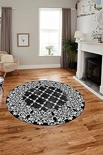 Baskılı Kaymaz Yıkanabilir Klasik Desen Yuvarlak Mutfak Salon Halısı Y-Klasi̇k-04, Siyah, 60 X 60 ürün görseli 1