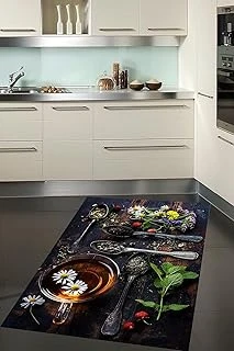Pelangi Baharat Desenli Dijital Baskılı Kaymaz Taban Yıkanabilir Tutmaz Mutfak Halısı, Kahverengi 80 X 400, 102880400526 ürün görseli 1