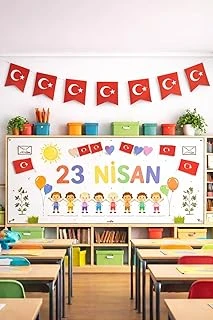 23 Nisan Süsleri 23 Nisan Hediyeleri İpli Ay Yıldızlı Bayrak 10 Lu Flama ürün görseli 1