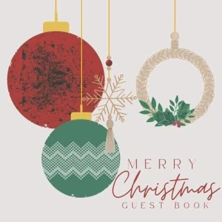 Independently Published Merry Christmas Guest Book: Perfect Bound Cover, Boho Christmas Ornaments And Wreath Pattern, 8.5” X 8.5”, 40 Question Pages For Guests To Journal ürün görseli 1