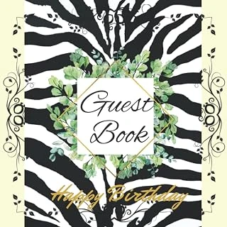 Guest Book Happy Birthday: Zebra Motif, Notebook For Friends And To Write In Guest Name, Message And Best Memories. ürün görseli 1