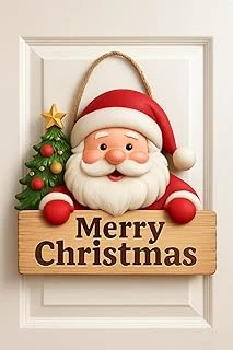 Gülümseyen Noel Babalı Ahşap Kapı Süsü Yılbaşı Mazemeleri Noel Yılbaşı Temalı Hediyeler Yılbaşı Süsü (20-25 Cm) ürün görseli 1