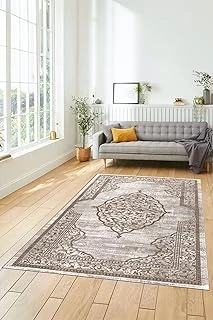 Zarif Klasik Desen Dijital Kaymaz Taban Yıkanabilir Yolluk Mutfak Salon Halısı Klasi̇k-14, Kahverengi, 40 X 60 ürün görseli 1