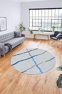 Şık Sade Desenli Dijital Kaymaz Taban Yıkanabilir Yuvarlak Mutfak Salon Halısı Y-Modern-73, Mavi, 100 X 100 ürün görseli 1
