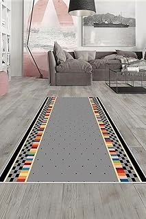 Pelangi Çok Renkli Dama Desenli Yıkanabilir Kaymaz Taban Tutmaz Salon Halısı Yolluk, Gri-Renkli 80 X 50, 1358157805005 ürün görseli 1