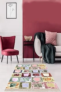 Pelangi Kırkyama Patchwork Desenli Etnik Dijital Baskı Yıkanabilir Kaymaz Taban Salon Halı Yollu, Pembe 100 X 250, 42541444100250728 ürün görseli 1
