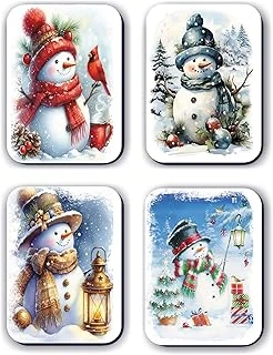 4 Lü Simli Yılbaşı Magneti Yeniyıl Noel Kardan Adam (5,5 X 8 Cm) ürün görseli 1