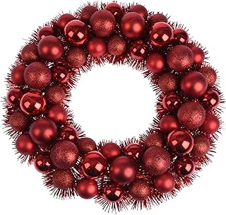 Noel Çelenk 56 Kırmızı Top 39 Cm Diamentro Çeşitli Renklerde Şık Yılbaşı Yanıltıcı Çelenk (Kırmızı) ürün görseli 1