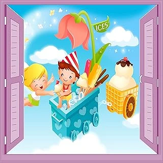 Çocuk Odası Bebek Odası Pencere Poster Duvar Kağıdı Dondurmacı ürün görseli 1