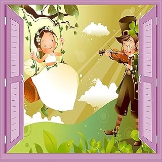 Çocuk Odası Bebek Odası Pencere Poster Duvar Kağıdı Keman Kız ürün görseli 1