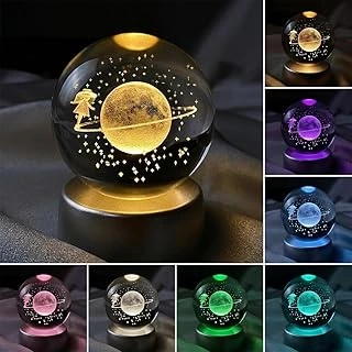 Senon Satürn Kızı Kristal Cam Küre Renk Değiştiren Led Işıklı Gece Lambası Dekoratif Hediyelik ürün görseli 1