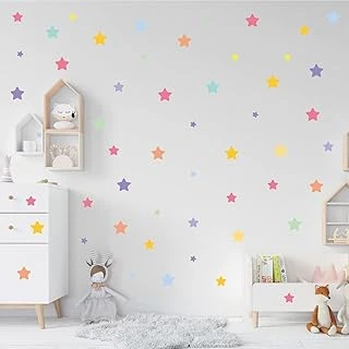 Xspring Duvar Çıkartmaları, 8 Sayfa Diy Ev Dekorasyonu, Çocuk Odası, Yatak Odası, Oturma Odası Oyun Odası İçin Çıkarılabilir Renkli Duvar Stickerları (Yıldız Desenli) ürün görseli 1