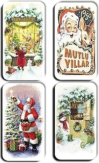 4 Lü Simli Yılbaşı Magnet Noel Baba Kardan Adam Hediye Magnet (5,5 X 11 Cm) ürün görseli 1