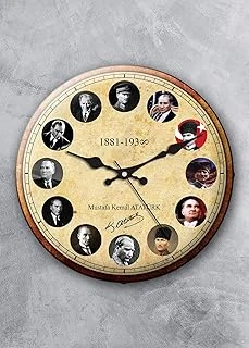 Emores 36 Cm Gerçek Bombe Cam Akar Sani̇ye Sessi̇z Mekani̇zma Dekorati̇f Atatürk Duvar Saati̇ ürün görseli 1
