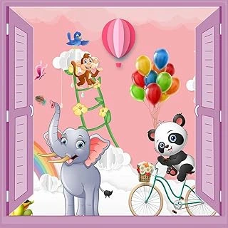 Çocuk Odası Bebek Odası Pencere Poster Duvar Kağıdı Fil Panda ürün görseli 1