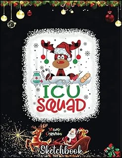 Christmas Sketch Book: Bleached Reindeer Plaid Santa Hat Icu Squad Nurse Christmas, 120 Pages Help You Your Ideas Size 8.5 X 11 Inches ürün görseli 1