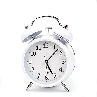 Valkyrie 16Cm Büyük Boy Akar Saniyeli Alarm Çalar Saat - Nostaljik Masa Saati Beyaz ürün görseli 1