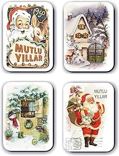 4 Lü Simli Yılbaşı Noel Kardan Adam Çam Ağacı Hediye Magnet (5,5 X 8 Cm) ürün görseli 1