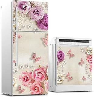 Buzdolabı Bulaşık Makinası Beyaz Eşya Sticker Kaplama Gül ürün görseli 1