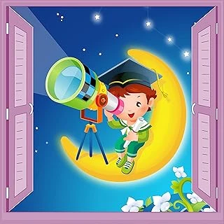 Çocuk Odası Bebek Odası Pencere Poster Duvar Kağıdı Teleskop ürün görseli 1