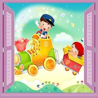 Çocuk Odası Bebek Odası Pencere Poster Duvar Kağıdı Tren ürün görseli 1
