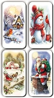 4 Lü Simli Magnet Yeniyıl Yılbaşı Noel Kardan Adam Kar Manzaraları Hediye Magnet (5,5 X 11 Cm) ürün görseli 1