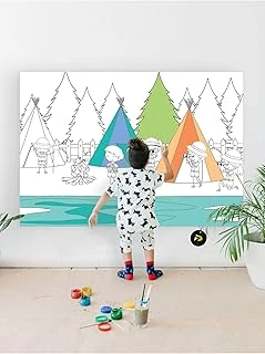 Postermanya (Pster21323) Kamp Hayatı Eğitici Dev Boyama Kağıdı, Çocuklar Için Aktivite Boyama Rulosu (90X130Cm) ürün görseli 1