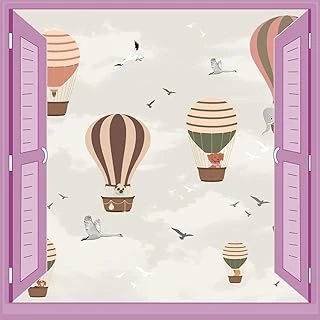 Çocuk Odası Bebek Odası Pencere Poster Duvar Kağıdı Balonlar Kuşlar ürün görseli 1