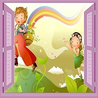 Çocuk Odası Bebek Odası Pencere Poster Duvar Kağıdı Gök Kuşağı ürün görseli 1