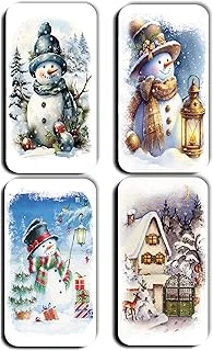 4 Lü Simli Yılbaşı Noel Kardan Adam Çam Ağacı Hediye Magnet (5,5 X 11 Cm) ürün görseli 1