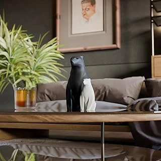 Deco Fabrica İkili Anne Yavru Ayı Biblo Seti – Siyah Beyaz Minimalist Dekoratif Heykel | Çocuk Odası & Ev İçin Anlamlı Hediye ürün görseli 1