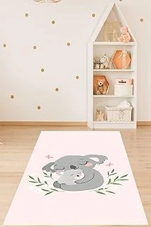 Pelangi Koala Yavru Koala Hayvan Desenli Yıkanabilir Kaymaz Taban Tutmaz Çocuk Odası Halısı, Pembe-Gri 100 X 400, 9076420233100400 ürün görseli 1