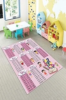 Pelangi Pembe Çarpım Tablolu Eğitici Yıkanabilir Kaymaz Taban Tutmazbebek Çocuk Odası Halısı, Koyu Pembe 80 X 300 ürün görseli 1