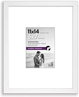 Americanflat Beyaz 11X14 Resim Çerçevesi - Mat Ile 5X7 Çerçeve Veya 11X14 Çerçeve Olarak Kullanın - Kırılmaya Dayanıklı Camlı Ahşap Duvar Için Asma Donanımı İçerir ürün görseli 1