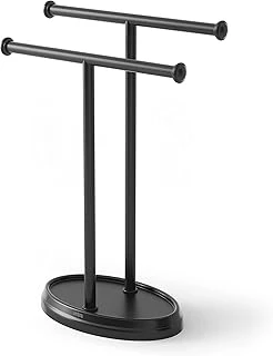 Umbra Palm Lavabo Için Havlu Askısı, Serbest Duran Havlu Askısı, Iki Kollu Metal Takı Koyma Yeri Ile, Siyah, Standart Boyut ürün görseli 1