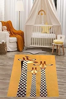 Pelangi Zürafa Arkadaşlar Desenli Yıkanabilir Kaymaz Taban Tutmaz Çocuk Odası Halısık, Koyu Kahve 160 X 350, 76420261603501 ürün görseli 1
