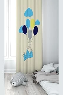 Pelangi Taç Balon Desenli Dijital Baskı Yıkanabilir Bebek Çocuk Odası Fon Perdesi, Karışık Renkli 70 X 240 ürün görseli 1