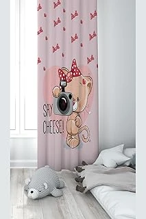 Pelangi Pembe Ayıcık Desenli Dijital Baskı Yıkanabilir Bebek Çocuk Odası Fon Perdesi, Pembe-Kırmızı 70 X 200 ürün görseli 1