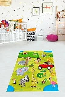 Pelangi Fil Zürafa Zebra Timsah Desen Dijital Baskı Yıkanabilir Kaymaz Taban Tutmaz Çocuk Odası Halısı, Renkli 80 X 150 ürün görseli 1