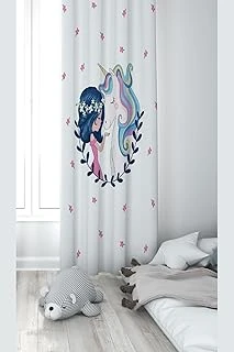Pelangi Beyaz Fon Unicorn Desenli Dijital Baskı Yıkanabilir Bebek Çocuk Odası Fon Perdesi, Beyaz-Mavi 70 X 200 ürün görseli 1