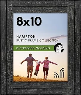 Americanflat 8X10 Rustik Resim Çerçevesi Kömür Siyahı Dokulu Ahşap Cilalı Camlı - Duvar Masa Üstü Için Yatay Dikey Formatlar ürün görseli 1