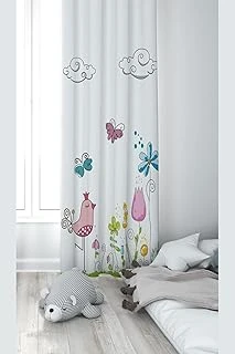 Pelangi Beyaz Kuş Doğa Desenli Dijital Baskı Yıkanabilir Bebek Çocuk Odası Fon Perdesi, Çok Renkli 70 X 270 ürün görseli 1