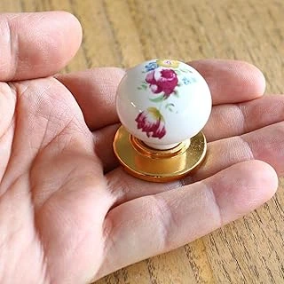 10 Adet Gül Gerçek Porselen Gold Düğme Kulplar Mobilya Mutfak Dolabı Çekmece Dolap Kulpu Kulbu Altın ürün görseli 1