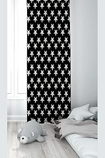 Pelangi Siyah Yıldız Desenli Dijital Baskı Yıkanabilir Bebek Çocuk Odası Fon Perdesi, Siyah 140 X 200 ürün görseli 1
