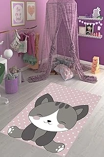 Pelangi Pembe Desenli Dijital Baskı Yıkanabilir Kaymaz Taban Çocuk Odası Halısı, Pembe 80 X 300 ürün görseli 1