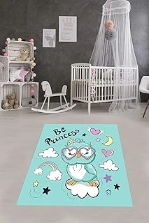 Pelangi Baykuş Desenli Dijital Baskılı Kaymaz Taban Yıkanabilir Tutmaz Çocuk Odası Halısı, 130 X 180 ürün görseli 1