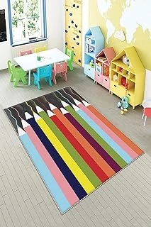 Pelangi Çok Renkli Kalem Desenli Yıkanabilir Kaymaz Taban Tutmazbebek Çocuk Odası Halısı, Çok Renkli 160 X 350, 901357144160350 ürün görseli 1