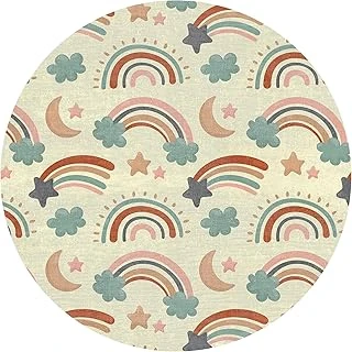 Baby Kadife Kaymaz Pamuk Tabanlı Yıkanabilir Antibakteriyel Yuvarlak Çocuk Halısı 140X140 ürün görseli 1