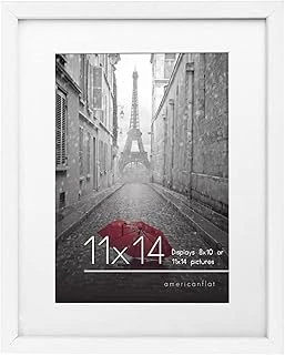 (11X14, 1 Pack, White) - 28Cm X 36Cm White Wood Picture Frame With Glass Front; Made To Display Pictures 20Cm X 25Cm With Mat Or 28Cm X 36Cm Without Mat; Hanging Hardware Included ürün görseli 1