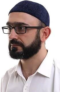 Lacivert Kışlık Sade Desenli Kadife Namaz Takkesi ürün görseli 1